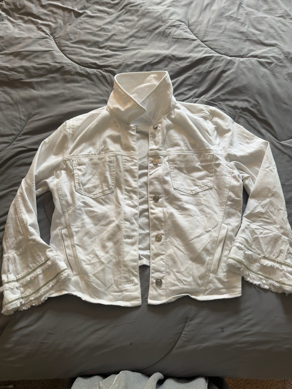 Chico’s white denim jacket